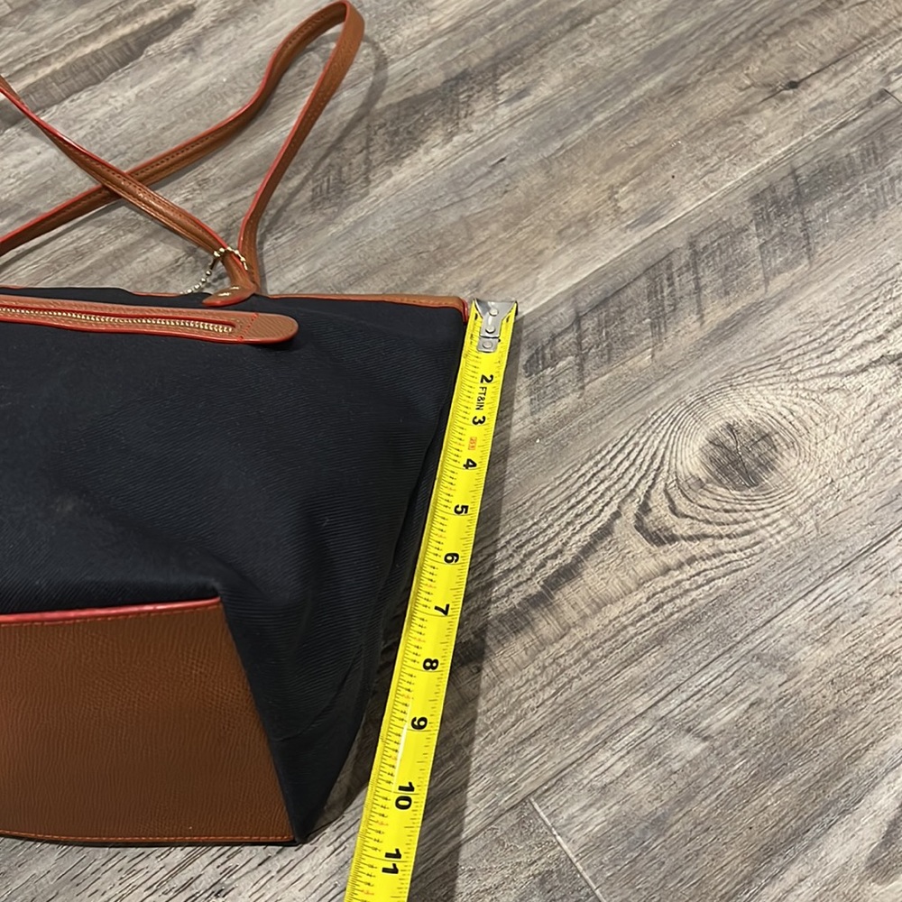 Coach Navy and Brown Tote Bag - Classic Leather-Trim Shoulder Tote - Picture 9 of 15